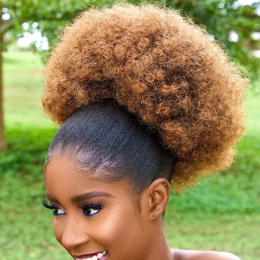 SHOWLU FASHION 10-inch kinky curly afro puff drawstring ponytail extension for black women, synthetic big hair bun and ponytail wig