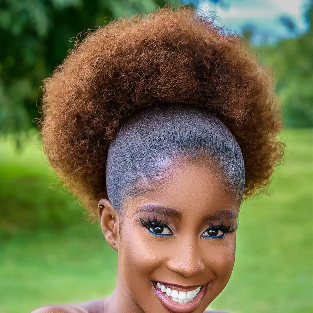 SHOWLU FASHION 10-inch Afro Puff drawstring ponytail with kinky curly synthetic hair bun for black women, casual daily wear.