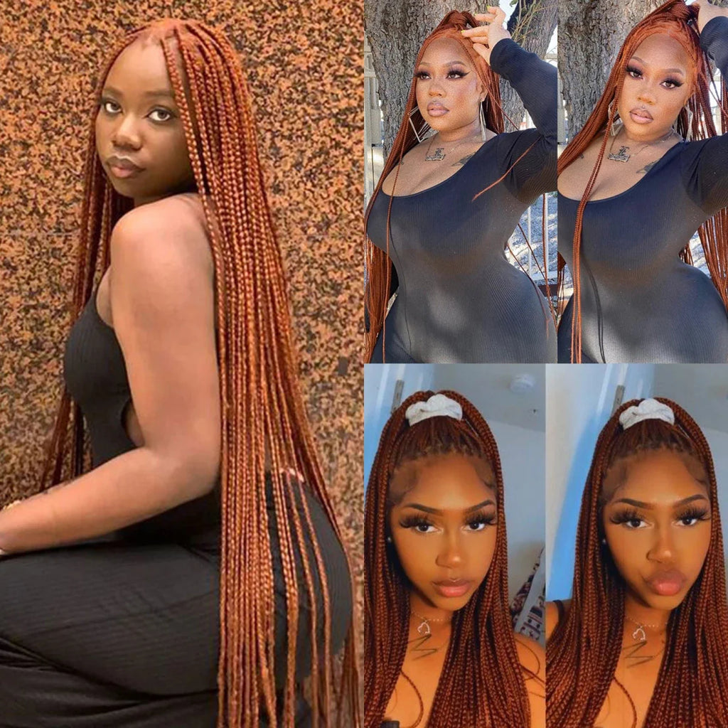 KIMA Ginger Braided Wig by SHOWLU FASHION STORE featuring HD full lace faux locs, synthetic hair, crochet knotless box braids for Black women
