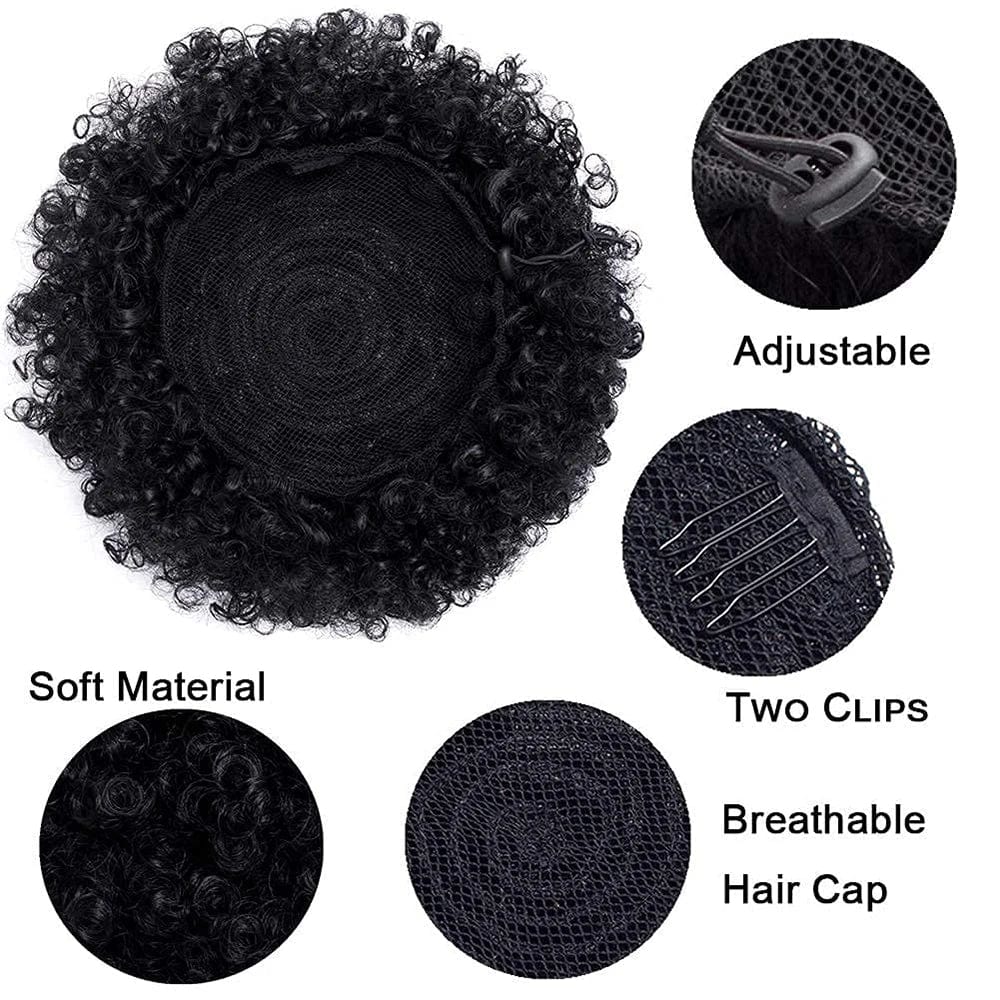 Large afro puff ponytail by SHOWLU FASHION STORE featuring kinky curly synthetic hair in a drawstring bun for African-American women.