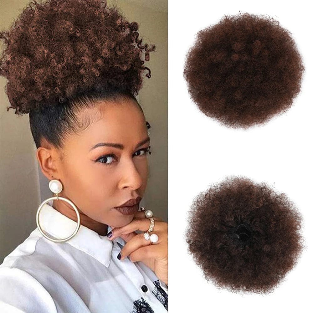 Large afro puff ponytail with kinky curly synthetic hair, clip-in afro bun extension for African American women by SHOWLU FASHION STORE.