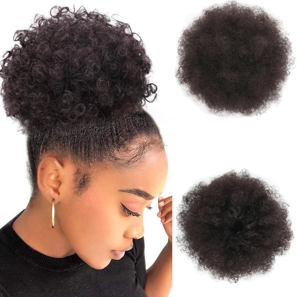 Large afro puff ponytail by SHOWLU FASHION STORE featuring kinky curly synthetic hair in a drawstring ponytail for Black women.