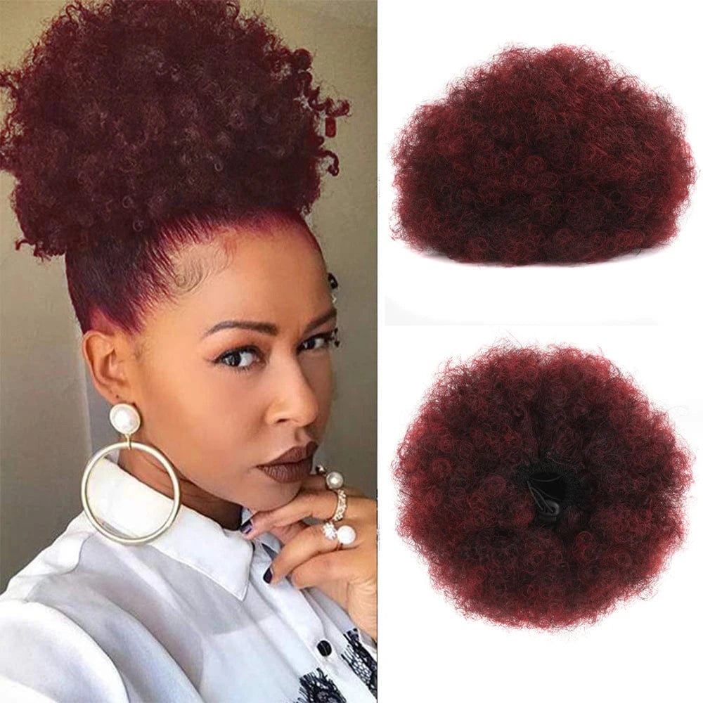 Large afro puff ponytail by SHOWLU FASHION STORE, synthetic kinky curly hair bun with drawstring for African-American updos.