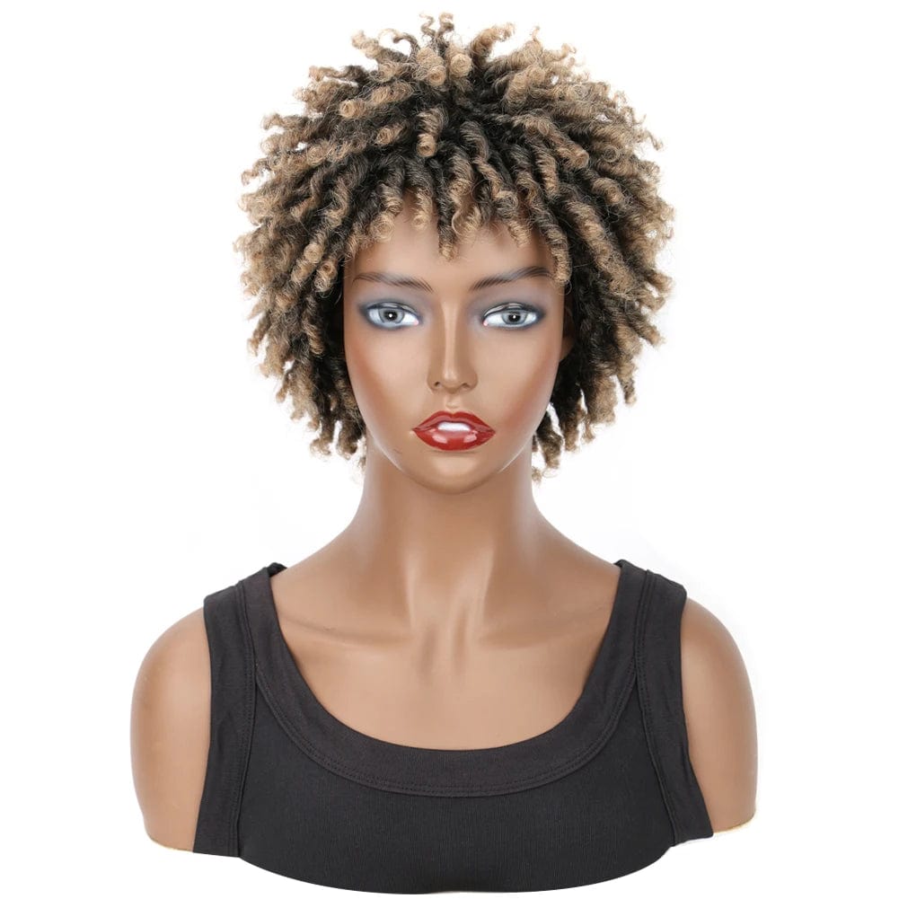 Synthetic Short Afro Dreadlock Wig Curly Faux Locs Hair Wigs Short Dreadlock Wig for Black Women And Men Afro Kinky Twist Wig - SHOWLU FASHION STORE