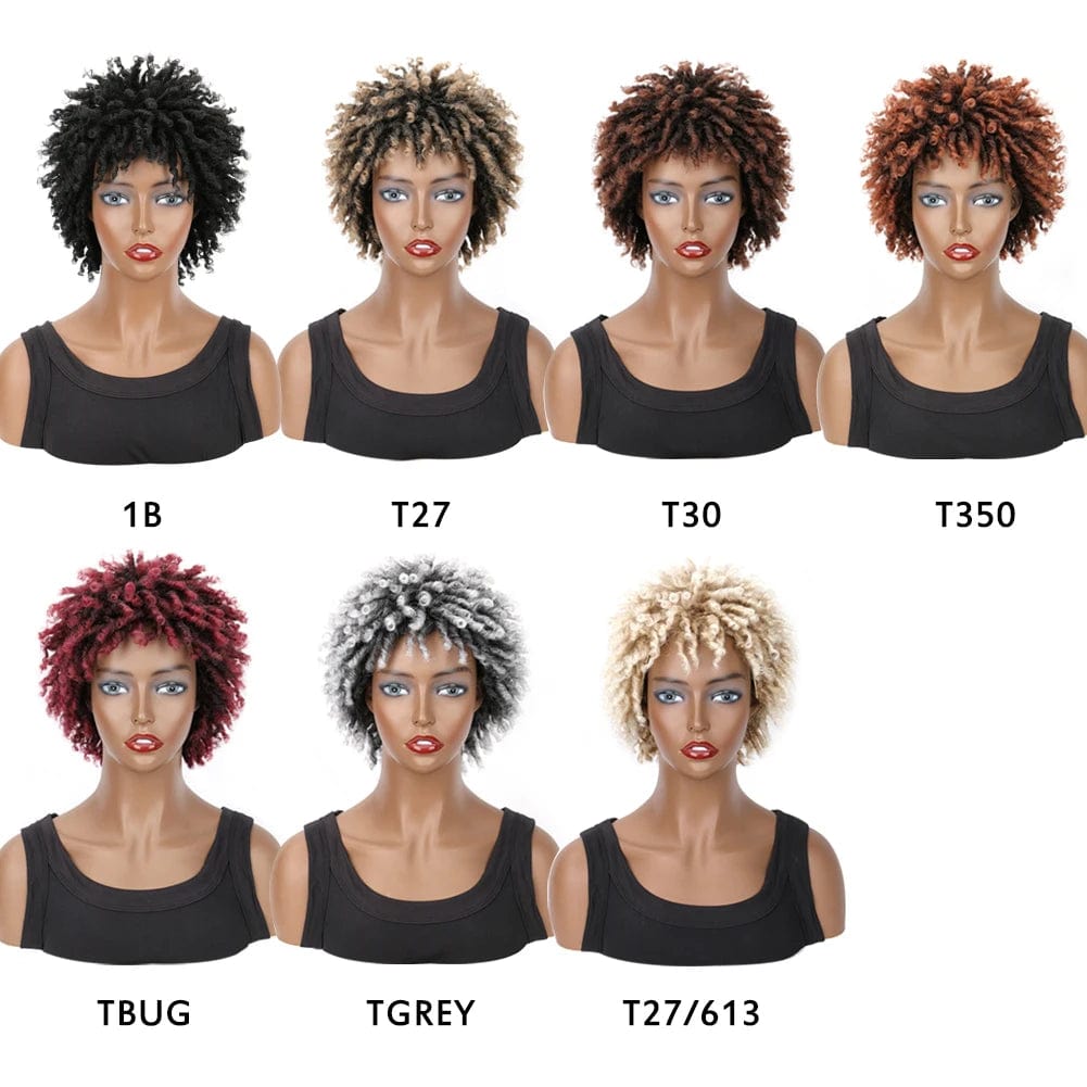 Synthetic Short Afro Dreadlock Wig Curly Faux Locs Hair Wigs Short Dreadlock Wig for Black Women And Men Afro Kinky Twist Wig - SHOWLU FASHION STORE