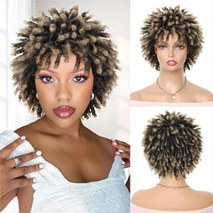 Synthetic Short Afro Dreadlock Wig Curly Faux Locs Hair Wigs Short Dreadlock Wig for Black Women And Men Afro Kinky Twist Wig - SHOWLU FASHION STORE