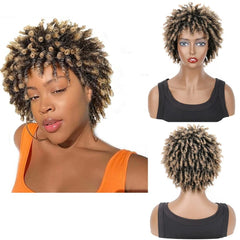 Synthetic Short Afro Dreadlock Wig Curly Faux Locs Hair Wigs Short Dreadlock Wig for Black Women And Men Afro Kinky Twist Wig - SHOWLU FASHION STORE