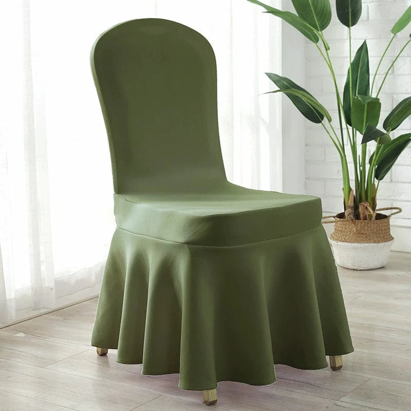 White Chinese Poetry Heavenly Silk thickened air layer chair cover with elastic fit, ideal for hotels, banquets, and home use.