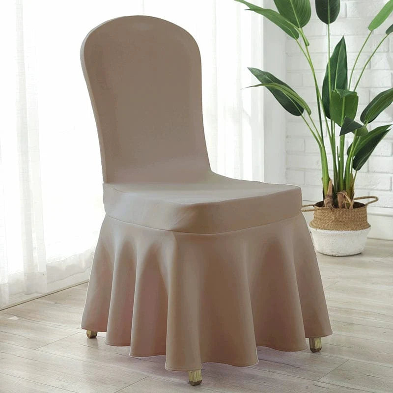 Chinese Poetry Heavenly Silk white thickened air layer chair cover with elastic edges, suitable for hotels, conferences, and home use.