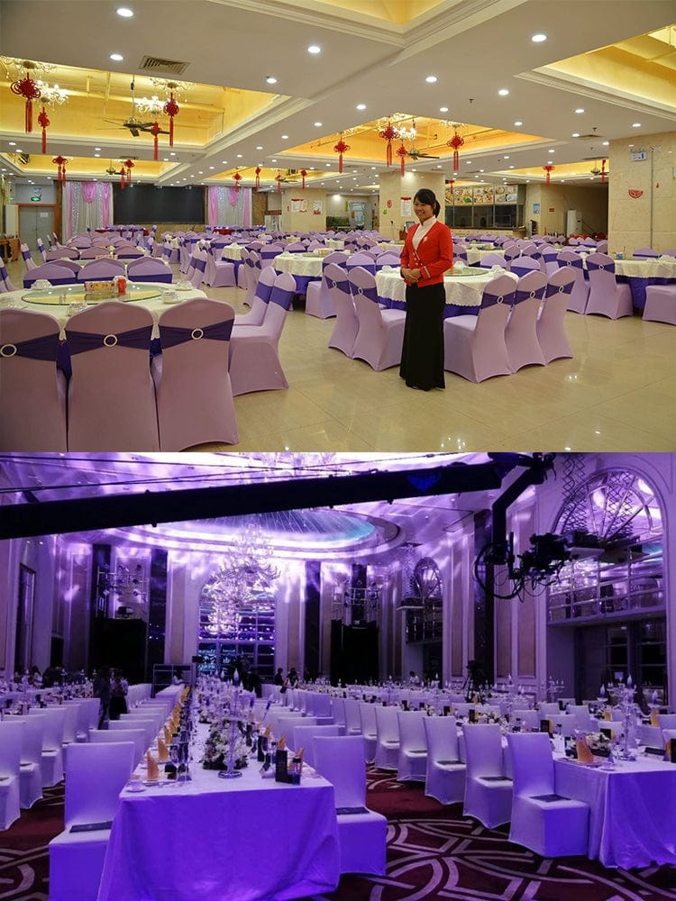 Showlu white thickened one-piece chair cover for hotel weddings and banquets, fitted over a banquet chair.