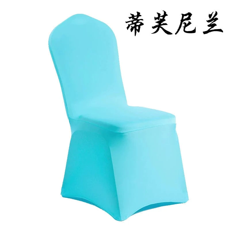 Showlu white thickened one-piece hotel wedding banquet chair cover, fitted and elegant for special event seating.