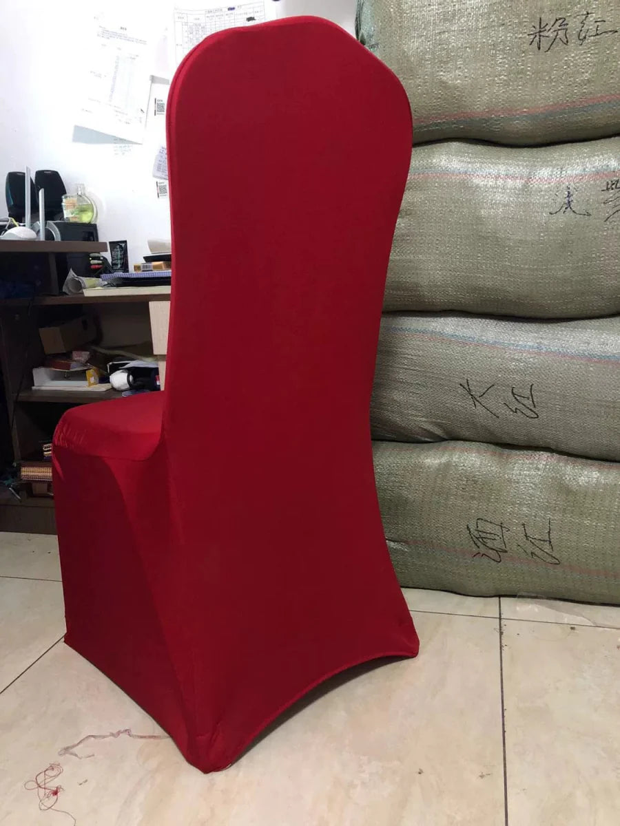 White thickened one-piece hotel wedding banquet chair cover by Showlu Fashion Store, designed for elegant event seating.