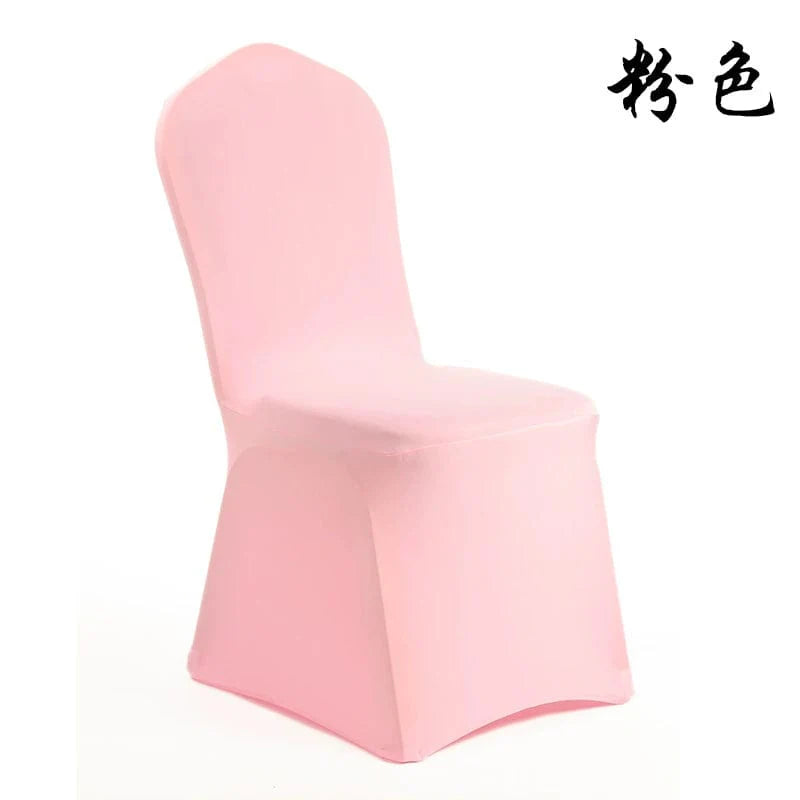 White thickened one-piece chair cover for hotel weddings and banquets by Showlu Fashion Store, fitted to elegant banquet chairs.