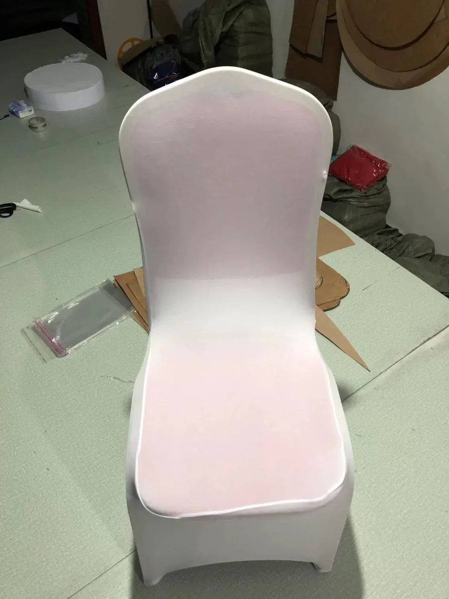 White thickened one-piece hotel wedding banquet chair cover by Showlu Fashion Store, designed for elegant event seating.