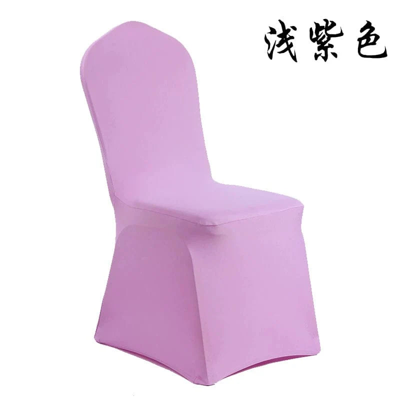 White thickened one-piece chair cover for hotels and weddings, designed by Showlu Fashion Store, shown fitted on a banquet chair