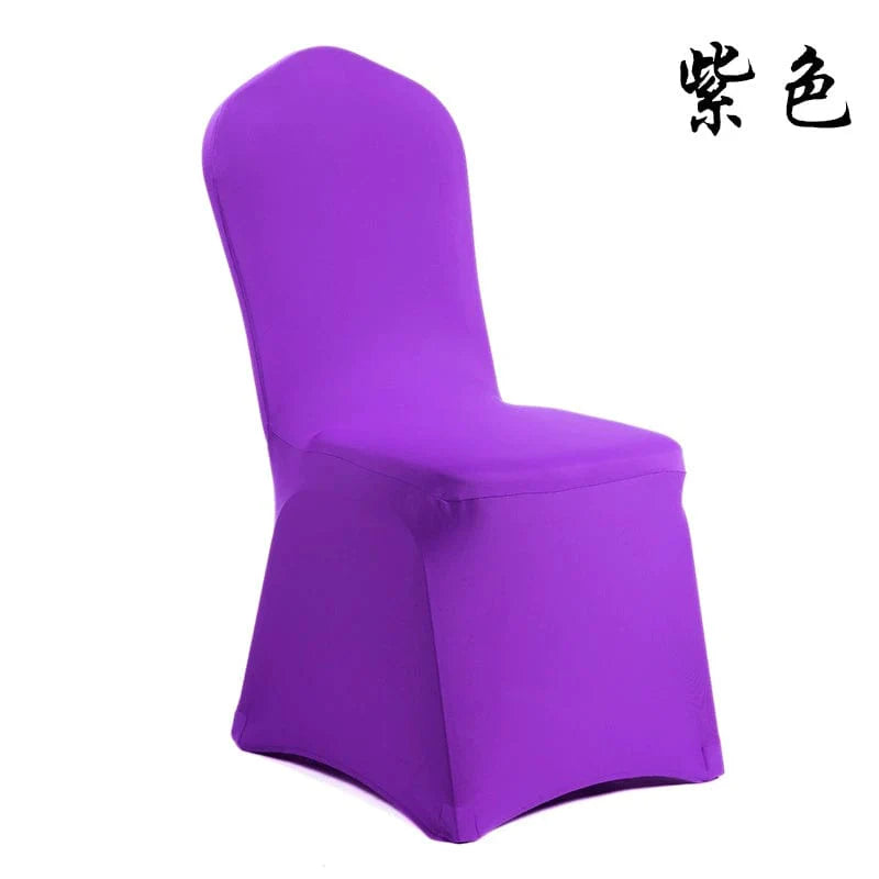 White thickened one-piece chair cover for hotel weddings and banquets by Showlu Fashion Store, fitted for elegant event seating