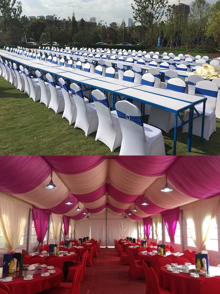 White thickened one-piece hotel wedding banquet chair cover from Showlu Fashion Store, designed for elegant event decor.