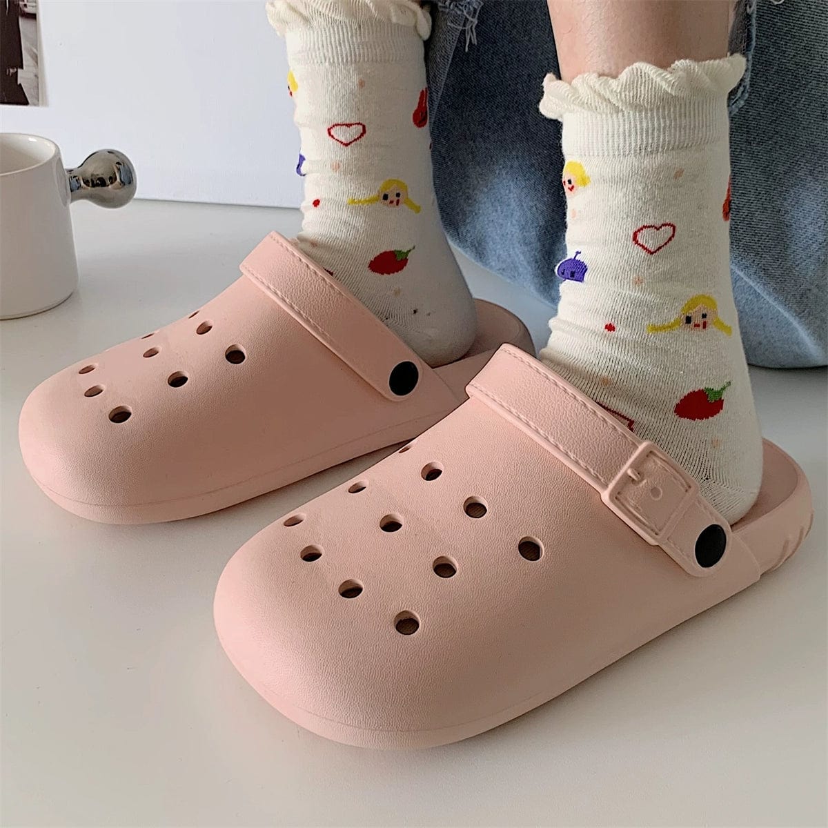 Thin strip EVA beach sandals for women with non-slip soles, soft bottom, and stylish hole design, ideal for summer outdoor wear.