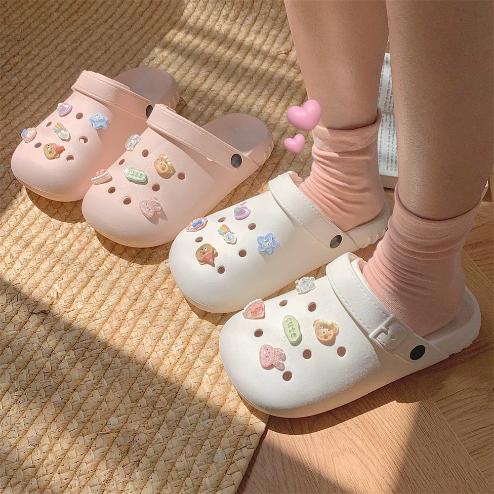 Showlu Fashion Thin Strip EVA Beach Sandals for women, soft non-slip summer hole shoes, ideal for outdoor and casual wear.