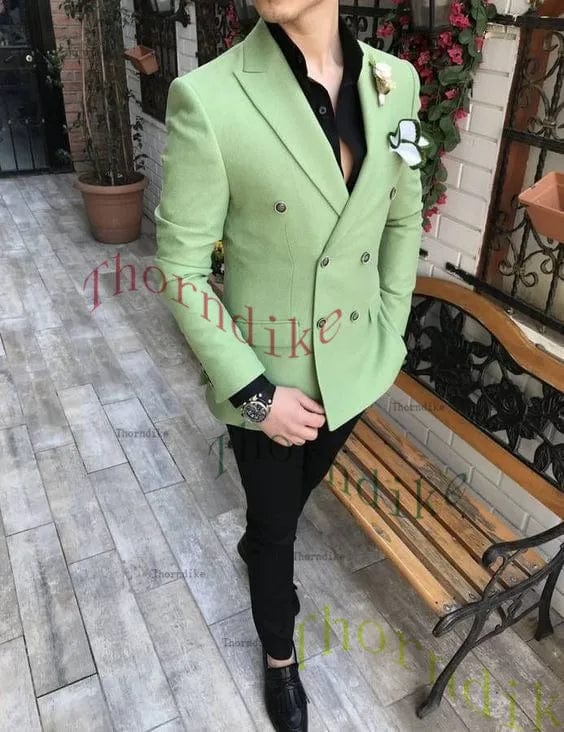 Thorndike 2021 New Fashion 2Pcs Burgundy Stripe Peaked Lapel Men Suit Slim Fit Men Suits for Wedding Groom Prom Tuxedo T1347 - SHOWLU FASHION STORE