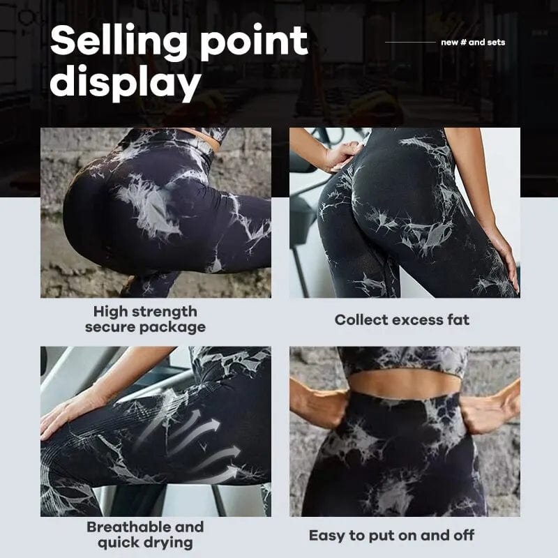 Showlu Tie Dye Seamless Leggings for women, high waist yoga pants with scrunch butt, elastic and stretchy for active wear.