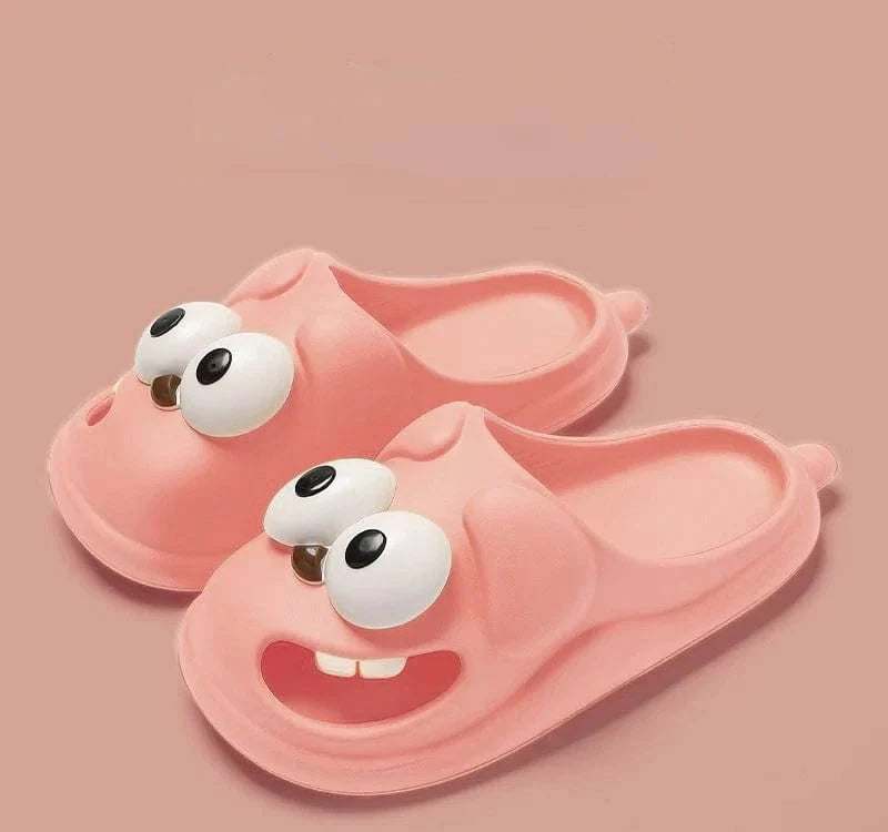 Big Eye Dog Slippers by HININSEN featuring cute cartoon dog face design, EVA platform sandals for women with fun, playful style.