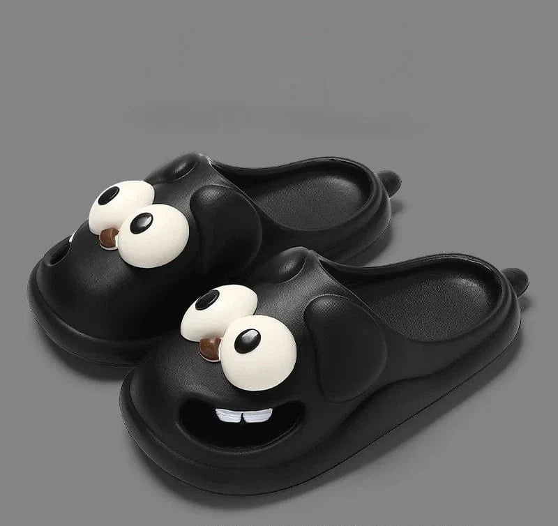 Big Eye Dog Slippers by Showlu Fashion, cute cartoon EVA platform sandals with large eye design for women, fun and cozy footwear.