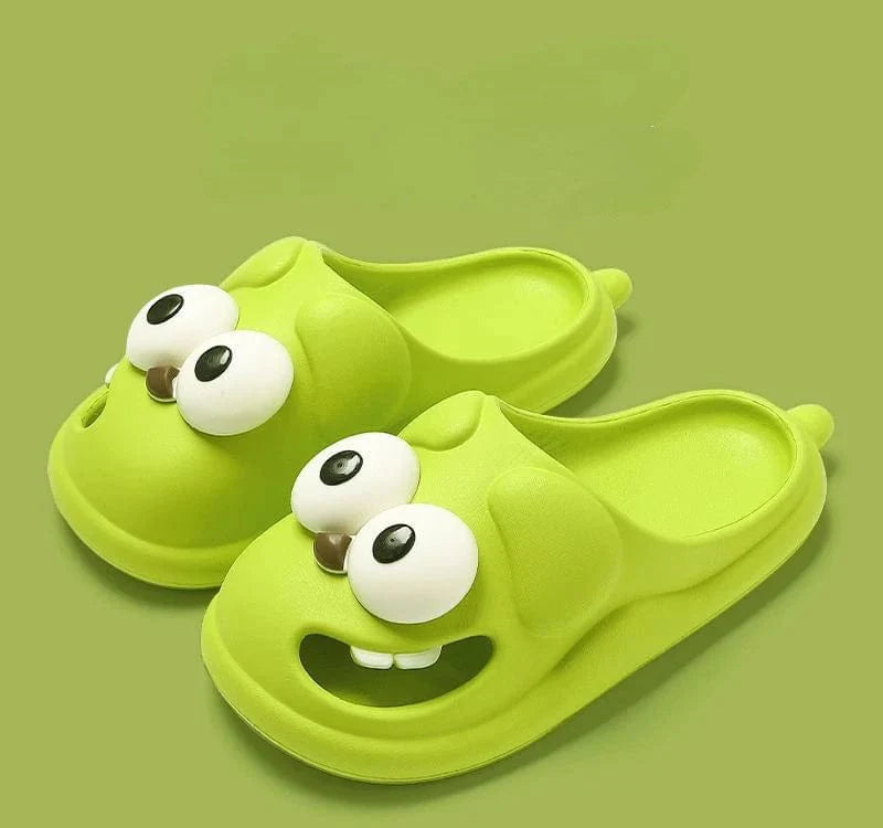 Big Eye Dog Slippers by HININSEN, cute cartoon EVA platform slippers featuring a playful dog face design for women.