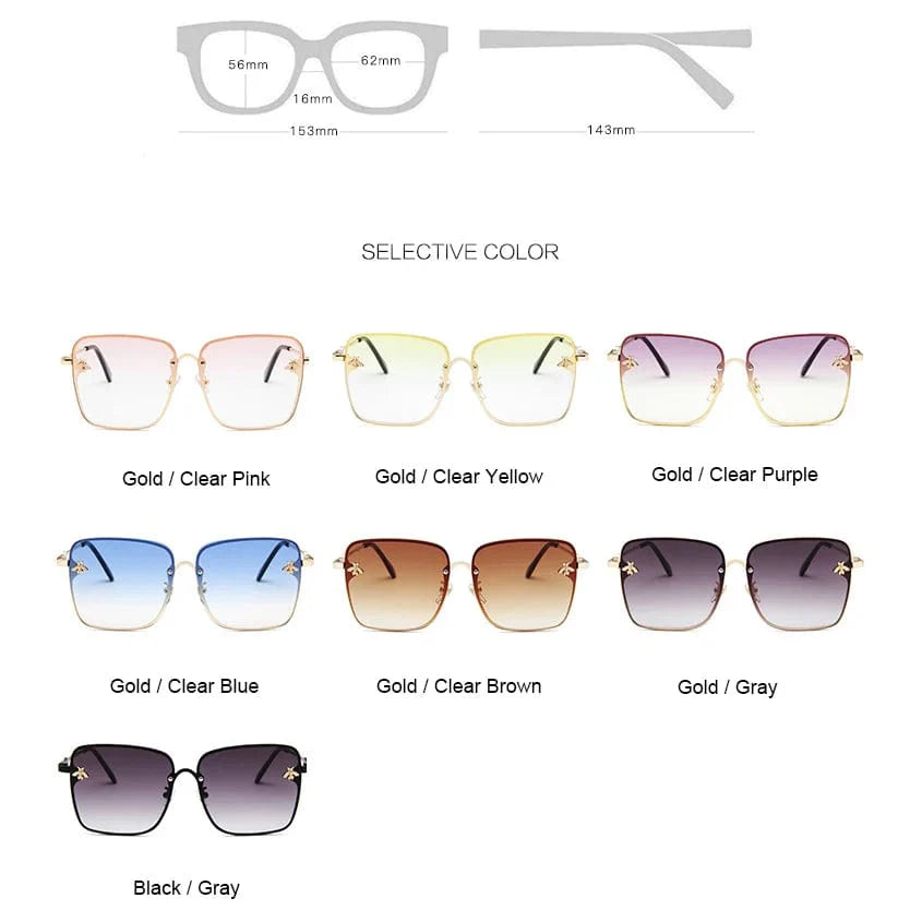 Women's oversized rimless square sunglasses by Showlu Fashion with gradient lenses and UV400 protection.