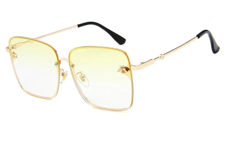 Women's oversized rimless square sunglasses by Showlu Fashion with gradient lenses and UV400 protection.