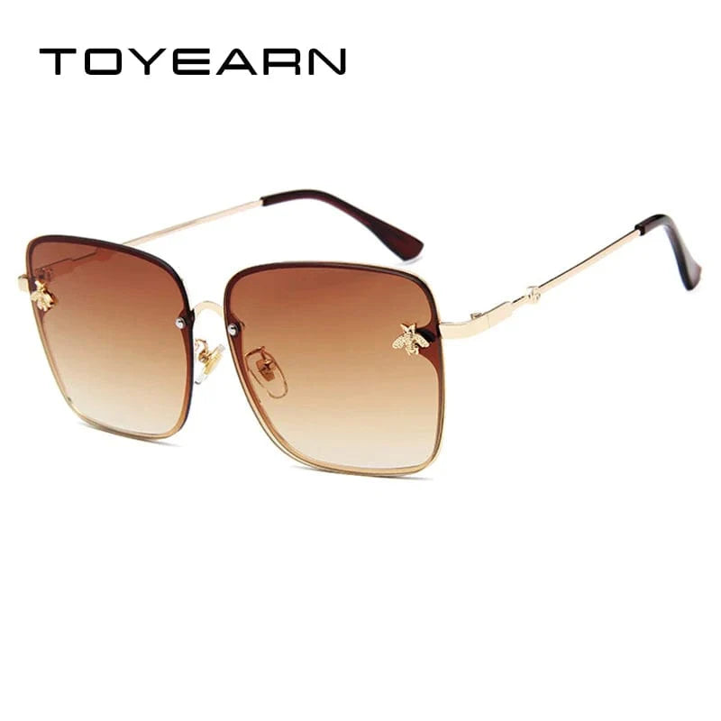 Showlu Fashion Women's Oversized Rimless Square Sunglasses with gradient lenses and UV400 protection, stylish and modern eyewear for women.