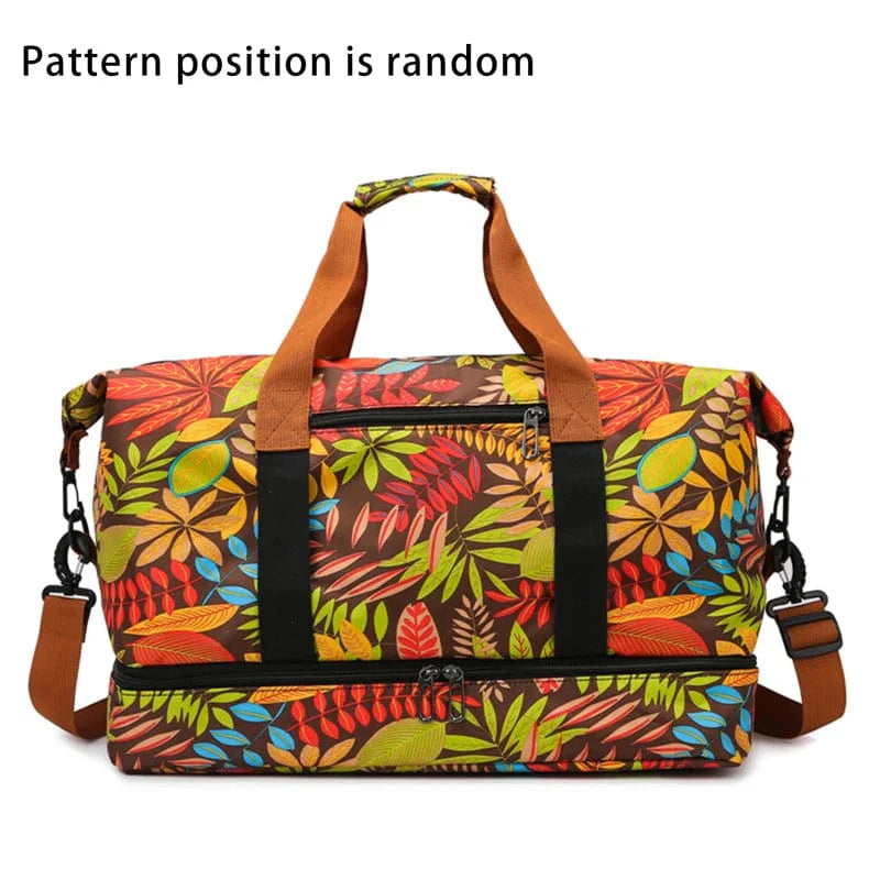 Large capacity LKEEP Oxford travel duffle bag with dry-wet separation for men and women, ideal for short trips and sports.