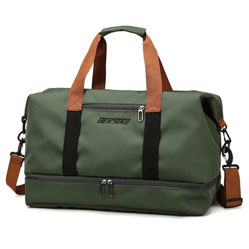 Large capacity LKEEP Oxford travel duffle bag with dry-wet separation, suitable for men and women for short-distance travel and sports.