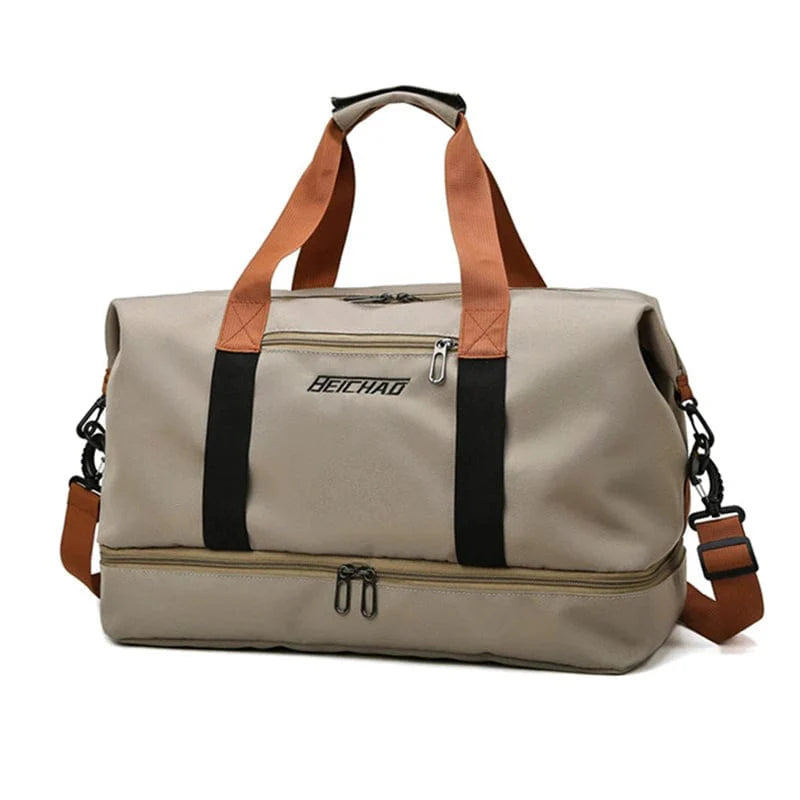 Large capacity LKEEP Oxford travel duffle bag with dry-wet separation, suitable for men and women, ideal for short-distance trips.