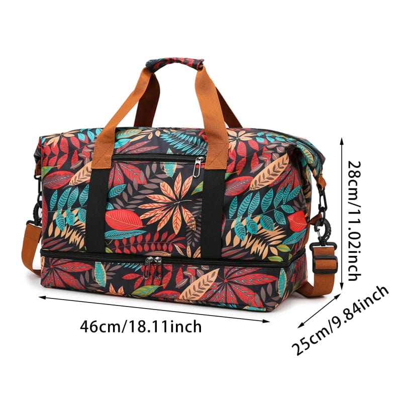 Large capacity LKEEP Oxford travel duffle bag with dry-wet separation, suitable for men and women, ideal for short-distance travel.