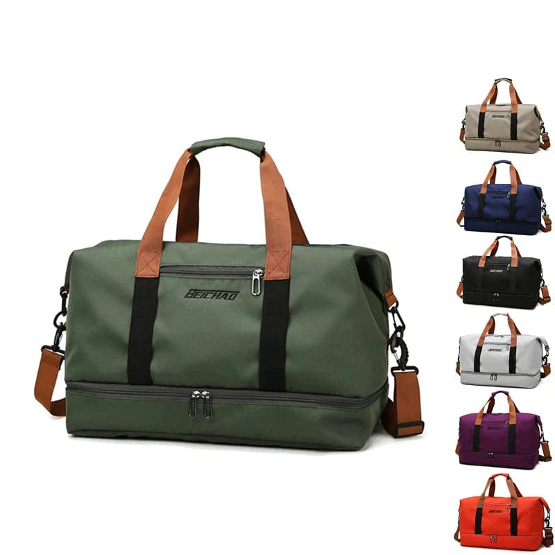 Showlu Fashion large capacity Oxford travel duffle bag with dry-wet separation, suitable for men and women, ideal for short trips.
