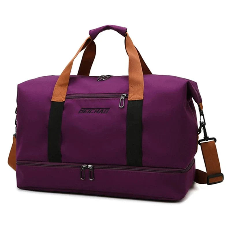 Large capacity LKEEP Oxford travel duffle bag with dry-wet separation, suitable for men and women’s short-distance travel and sports use.