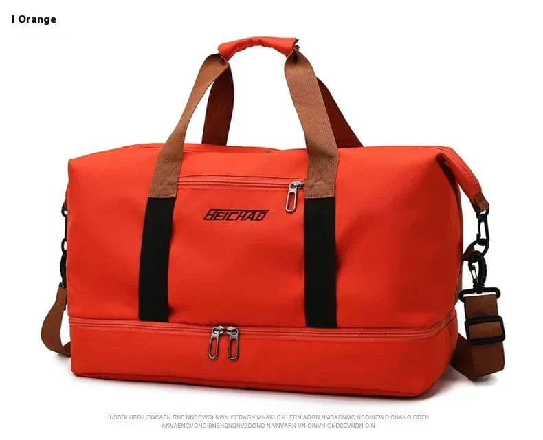 Showlu Oxford Travel Duffle Bag in black, featuring shoulder straps and multiple compartments for gym and weekend trips.