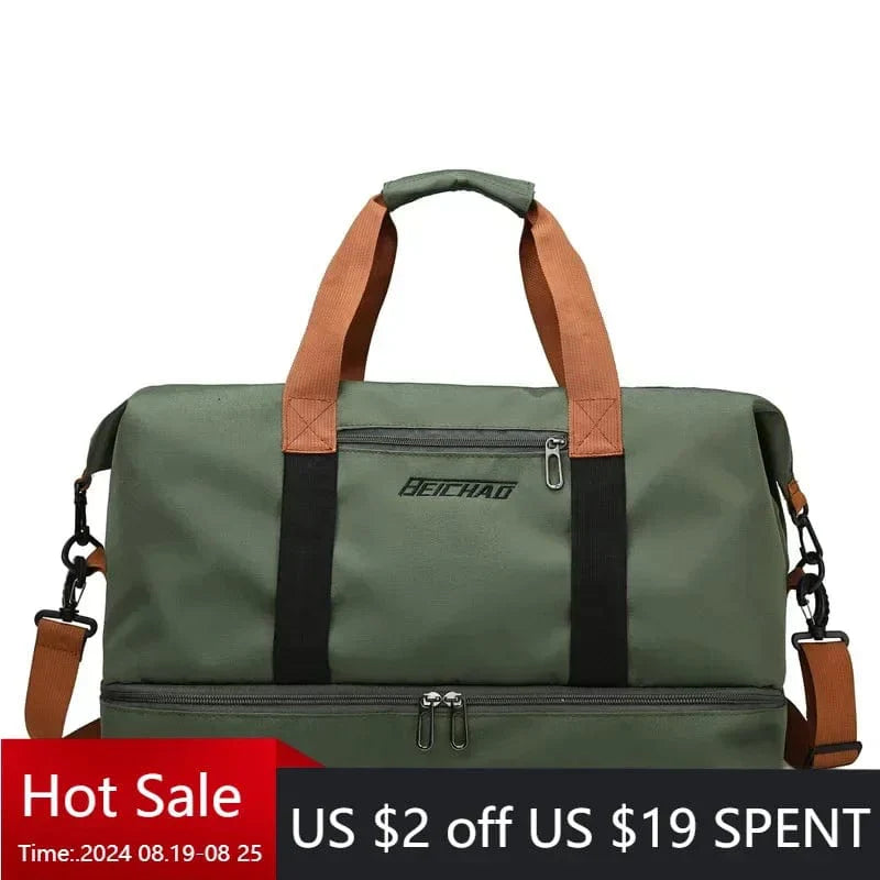 Showlu Oxford travel duffle bag with shoulder strap, portable gym and weekend bag made of durable fabric and compact design.
