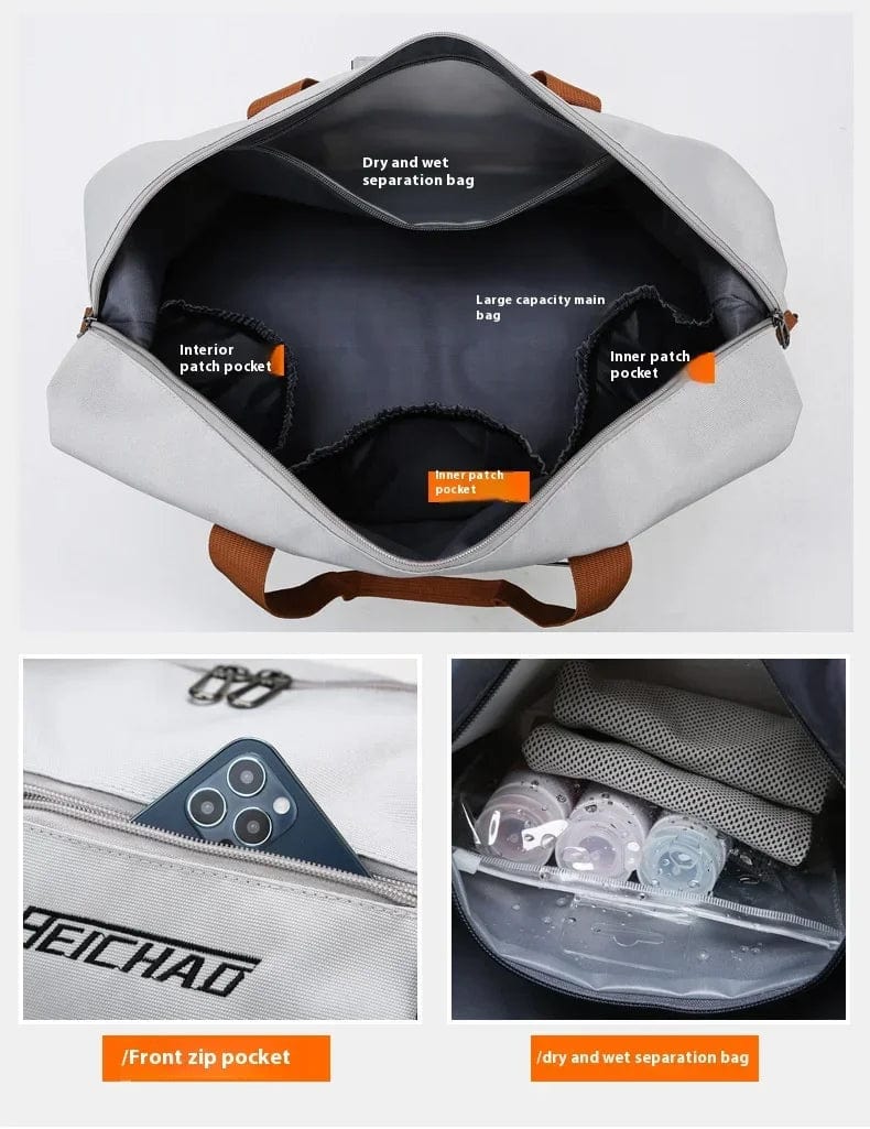 Showlu Oxford travel duffle bag with shoulder strap, compact design for gym, weekend trips, and carry-on travel.