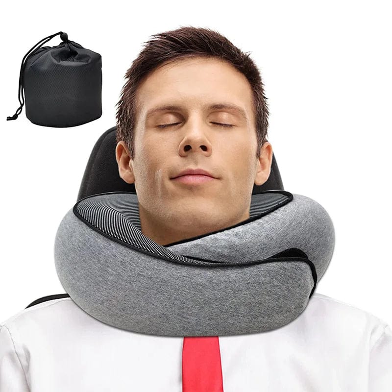 Showlu Fashion memory foam U-shaped travel neck pillow in soft cotton with snail-style design for comfortable support during travel.