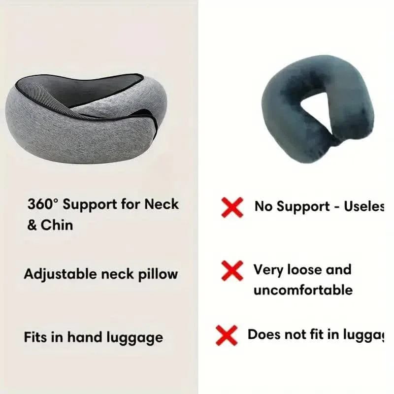 Showlu Fashion memory foam U-shaped travel neck pillow with soft cotton cover, designed for comfort and support during travel.