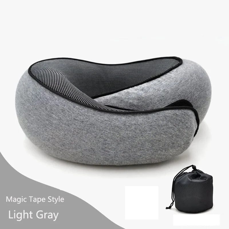 Showlu Fashion memory foam U-shaped travel neck pillow with soft cotton cover, portable and adjustable for comfortable sleep during travel