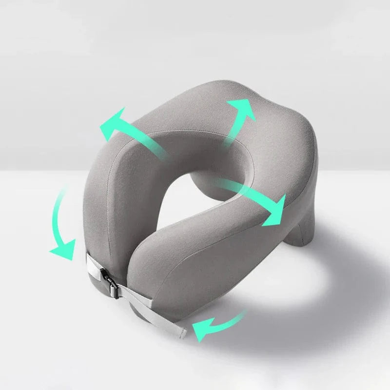 Showlu U-shape memory foam travel neck pillow for airplane support, providing comfortable head and neck cushioning during flights.