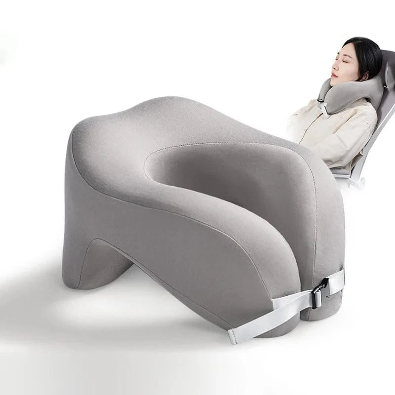 Showlu U-shape memory foam travel neck pillow for airplane support and neck comfort during flights or office naps.