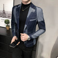 Men's slim-fit wool suit jacket by SHOWLU FASHION STORE, Korean style color block blazer for spring and autumn fashion.