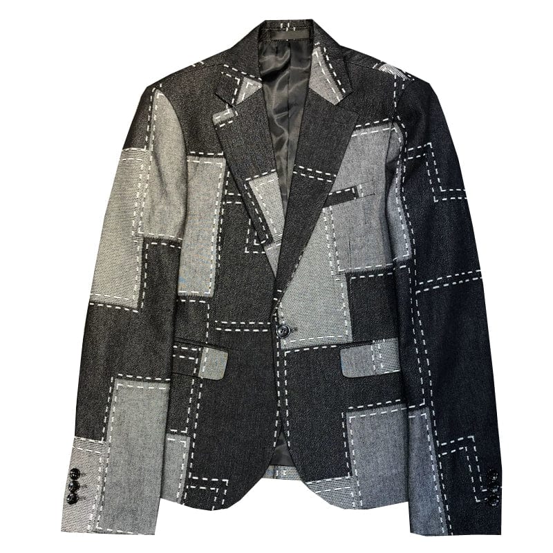 SHOWLU Men's slim-fit wool suit jacket in Korean style with color block design, suitable for spring and autumn fashion.