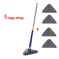 Triangle Mop 360° Rotatable Twist Squeeze Wringing Adjustable Water Absorption Telescopic Ceiling Wall Mop Deep Cleaning Mop - SHOWLU FASHION STORE