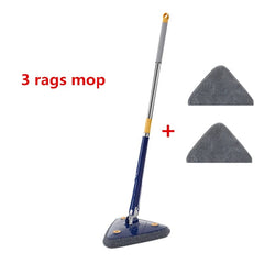 Triangle Mop 360° Rotatable Twist Squeeze Wringing Adjustable Water Absorption Telescopic Ceiling Wall Mop Deep Cleaning Mop - SHOWLU FASHION STORE