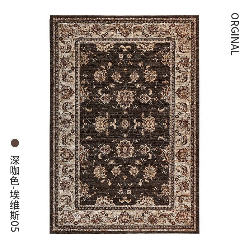 SHOWLU FASHION STORE DittoHouse Retro Turkish Area Rug in luxurious polyester, perfect for living room or bedroom decor.
